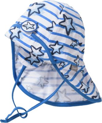 Baby Sonnenhut mit Nackenschutz zum Binden mit UV-Schutz 50+ blau/wei Gr. 45 Jungen Baby