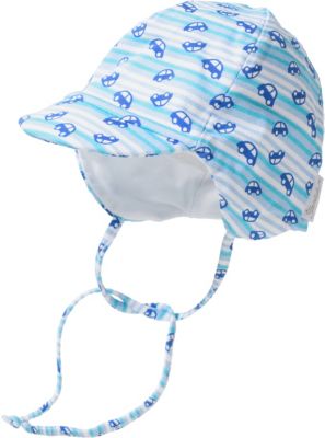 Baby Schirmmtze zum Binden mit UV-Schutz 50+ blau Gr. 45 Jungen Baby