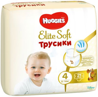Трусики-подгузники Huggies Elite Soft L (4), 9-14 кг., 21 шт.