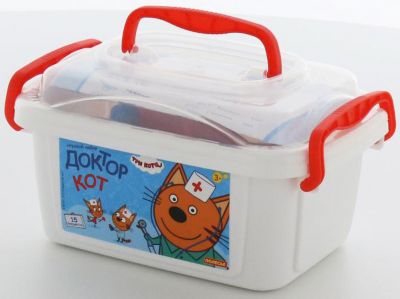 Игровой набор Полесье "Три кота. Доктор", в белом контейнере с котом