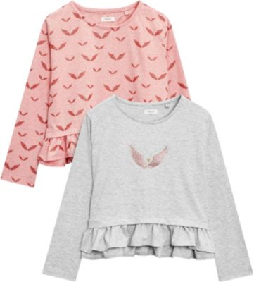 Mädchen Langarmshirt Fuchsia - Lässiger Overall Mit Elastikbund