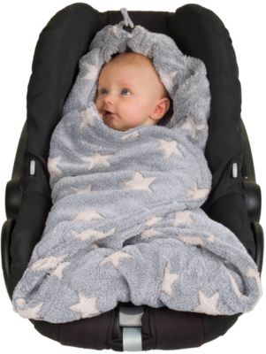 Einschlagdecke Babydecke Wendedecke Kapuze Kindersitz Maxi Cosi Sterne blau 