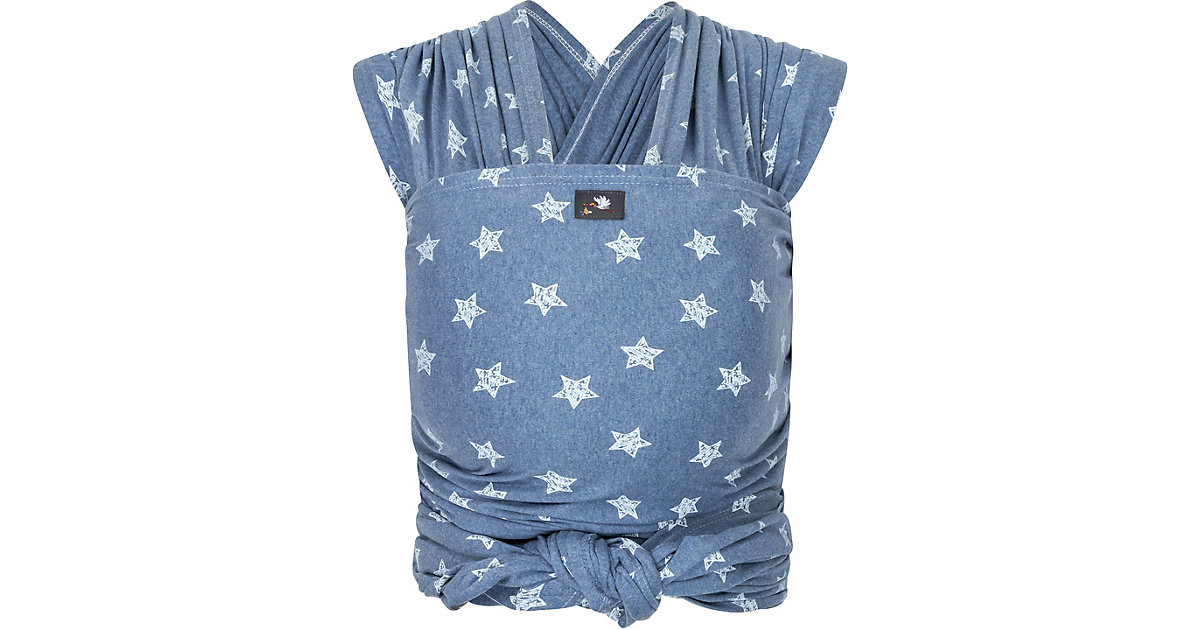 Hoppediz · HOPPEDIZ Lang Elastisches Tragetuch Blau-Mealnge mit Chalkprint Hoppediz · HOPPEDIZ Lang Elastisches Tragetuch Blau-Mealnge mit Chalkprint