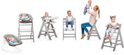 Hochstuhl Alpha+B, grey, inkl. Bouncer 2in1, Newborn Set, Hearts beige 2