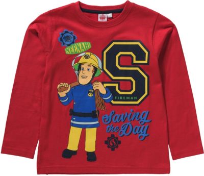 Feuerwehrmann Sam Langarmshirt rot Gr. 116/122 Jungen Kinder