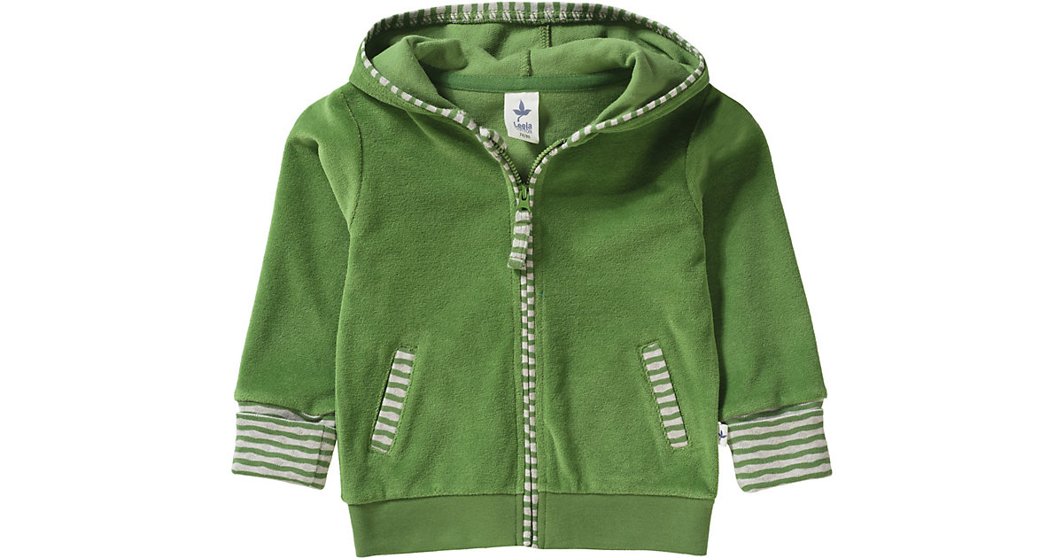 Baby Sweatjacke mit Kapuze aus Nicky Velours, Organic Cotton grün Gr. 98/104