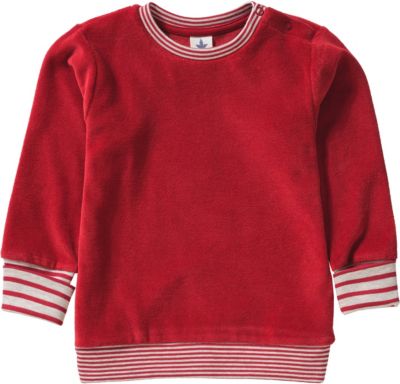 Baby Sweatshirt aus Nicky Velours, Organic Cotton rot Gr. 86/92