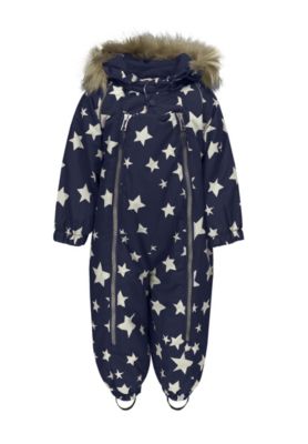 Baby Schneeanzug mit abnehmbarer Kapuze und Reflektoren wei� Gr. 74