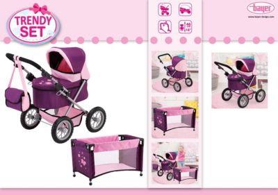 Коляска и манеж для кукол Bayer "Trendy Set"