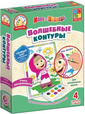 Набор для творчества Волшебные контуры Маша и Медведь "Маша с подсолнухами"
