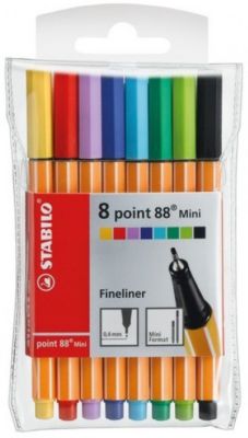 Набор капиллярных ручек Stabilo point 88 mini, 8цв