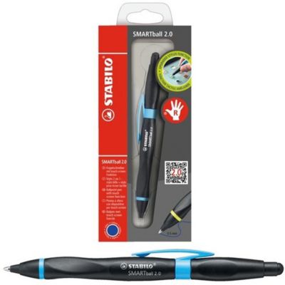 Ручка-стилус Stabilo smartball 2.0 д/правшей синяя, корпус черный/голубой
