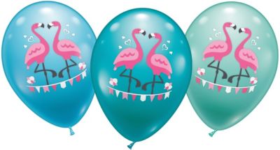 Luftballons Flamingo, 15 Stück blau/türkis