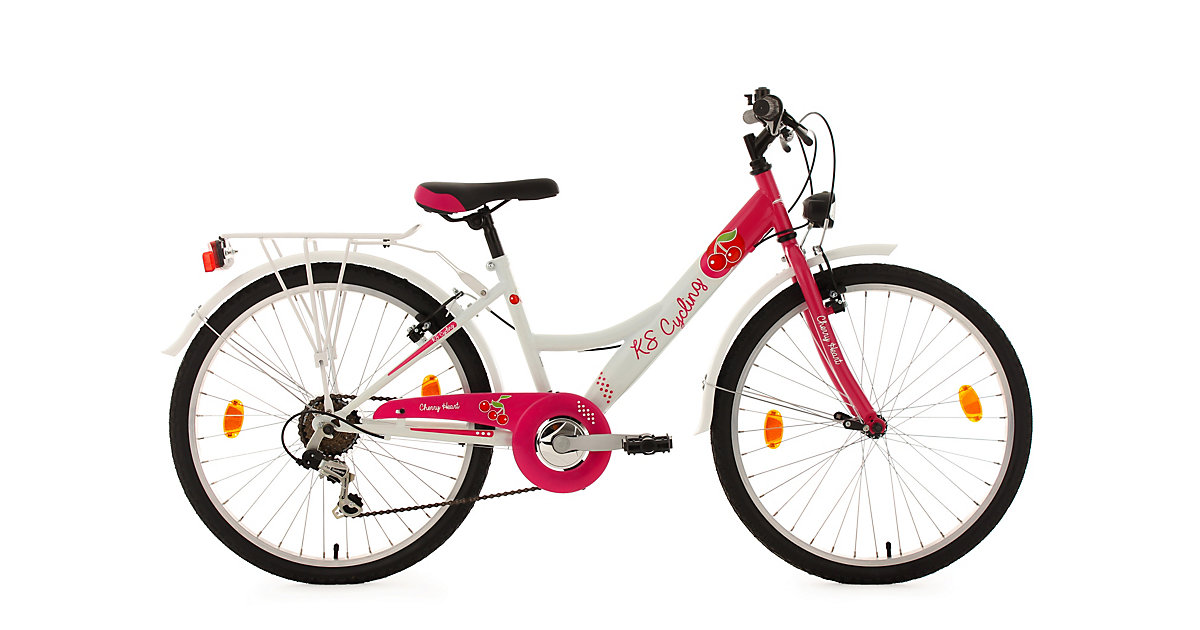 KS Cycling Kinderfahrrad 6 Gänge Mädchenfahrrad Cherry Heart 24 Zoll Fahrräder weiß