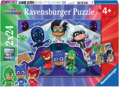 2er Set Puzzle, je 24 Teile, 26x18 cm, PJ Masks retten den Tag