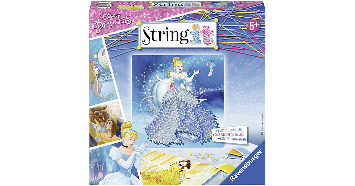 2er-Set Faden-Bild String it Midi, 27x27 cm, Disney Princess