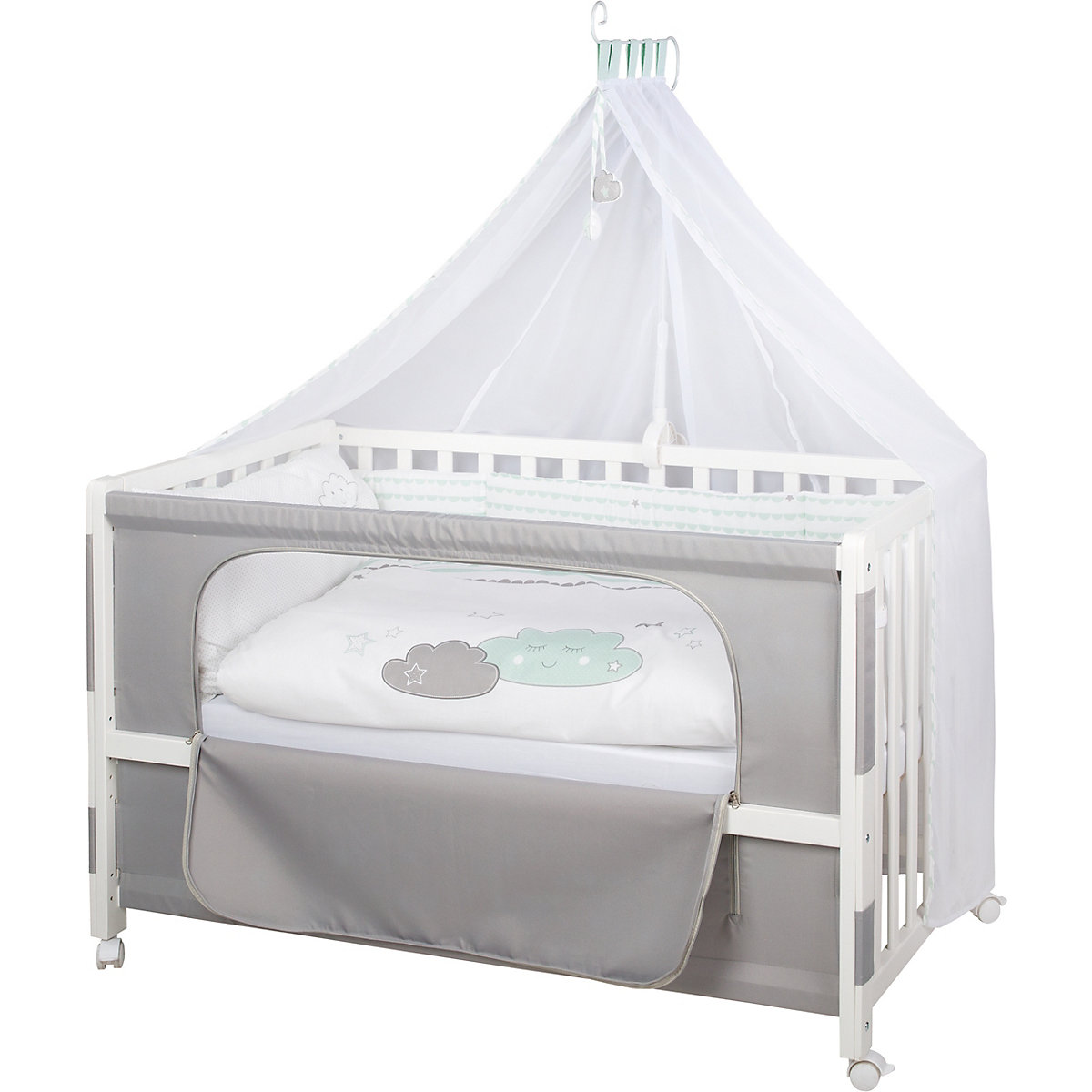 Roba Beistell- und Kinderbett komplett 60 x 120 cm Room Bed Happy Cloud mint/weiß