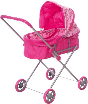 Коляска для кукол Карапуз со съемной люлькой, розовая
