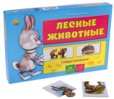 Развивающая игра Рыжий кот "Ассоциации-половинки" Лесные животные