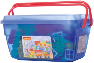 Конструктор Полесье "Строитель" 124 детали, в синем контейнере