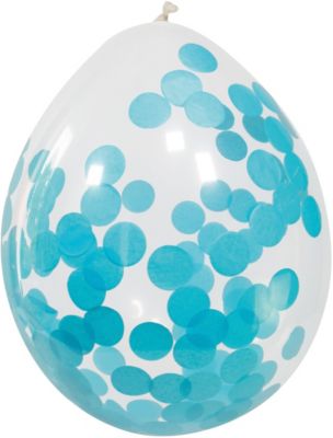 Konfetti Ballons blau, 4 Stück