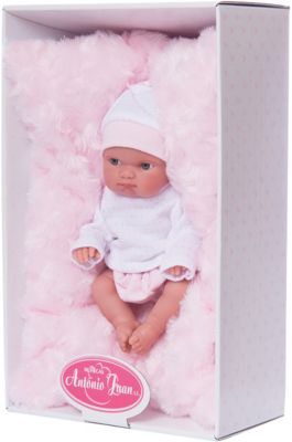 Кукла-пуск Munecas Antonio Juan "Пепита" на розовом одеялке, 21 см
