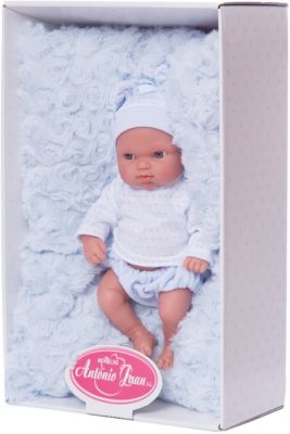Кукла-пуск Munecas Antonio Juan "Пепито" на голубом одеялке, 21 см