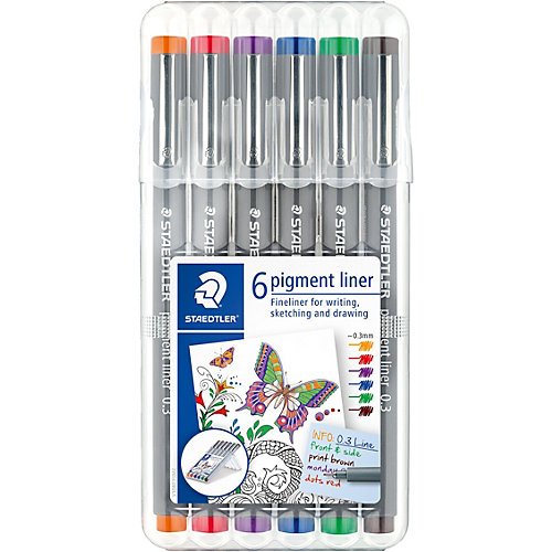 Набор капиллярных ручек Staedtler «Pigment Liner»,6 цветов от Staedtler