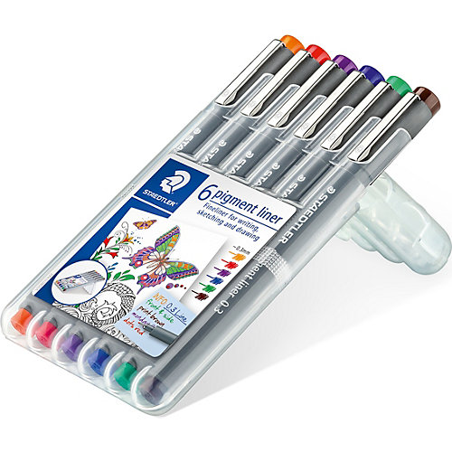 Набор капиллярных ручек Staedtler «Pigment Liner»,6 цветов от Staedtler