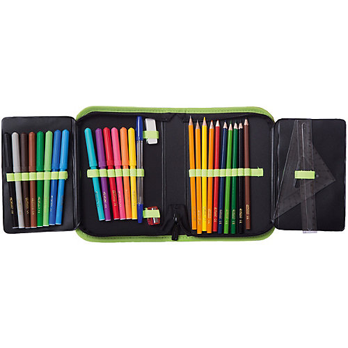 Пенал с наполнением Herlitz Green Dino, 31 предмет - черный от herlitz