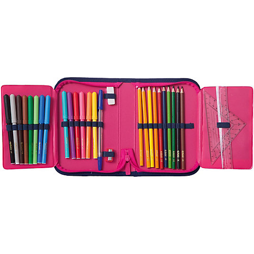 Пенал с наполнением Herlitz Pink Hearts, 31 предмет - розовый/розовый от herlitz