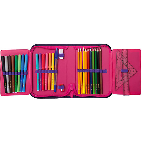Пенал с наполнением Herlitz Melody Clef, 31 предмет - розовый/розовый