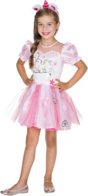 140 Einhorn Kleid mit Haarreif Kinder Kostüm  Größe Karneval Fasching 