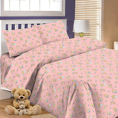 Детское постельное белье 3 предмета Letto, простыня на резинке, BGR-63 - розовый от Letto