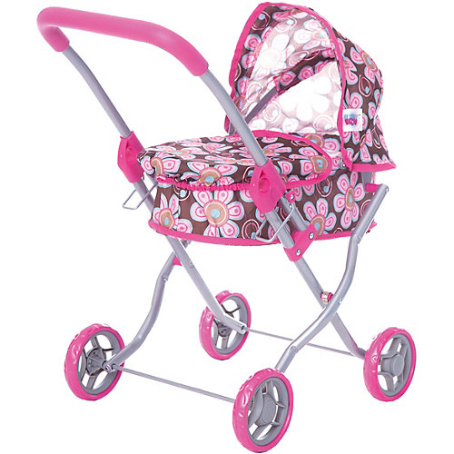 Коляска для кукол Buggy Boom, коричнево-розовая в цветочек от Buggy Boom