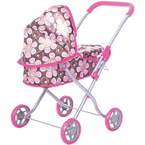 Коляска для кукол Buggy Boom, коричнево-розовая в цветочек от Buggy Boom