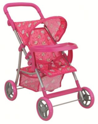 Коляска для кукол Buggy Boom , розовый с мишками