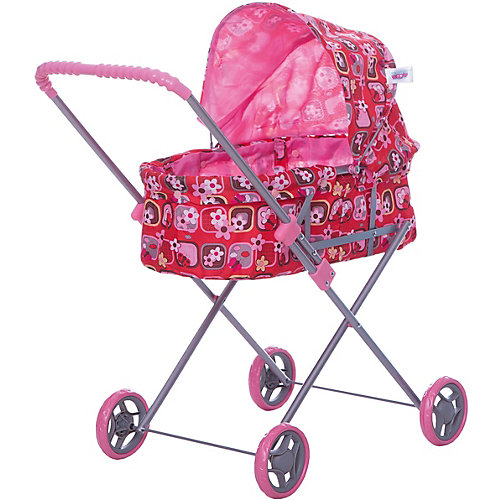 Коляска для кукол Buggy Boom, розовая клетка в цветочек от Buggy Boom