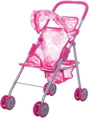 Коляска для кукол с козырьком Buggy Boom , розовый с цветами