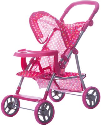 Коляска для кукол Buggy Boom , розовый в разноцветный горошек