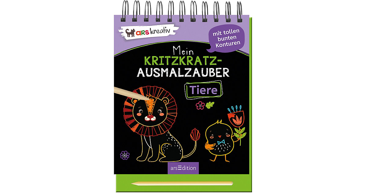 Buch - arsKreativ: Mein Kritzkratz-Ausmalzauber Tiere, mit Stift