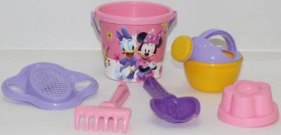 Набор Disney «Минни» №4: ведро малое с наклейкой, ситечко-цветок, совок №2, грабельки №2, 1 формочка, лейка малая №