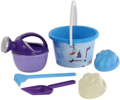 Набор Disney «Холодное сердце» №8: ведро среднее с наклейкой, лопатка, грабельки, 2 формочки, лейка малая №4