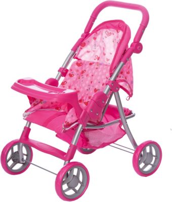 Коляска-трансформер для кукол   Buggy Boom cерия Скайна (Skyna), розовая с сердечками