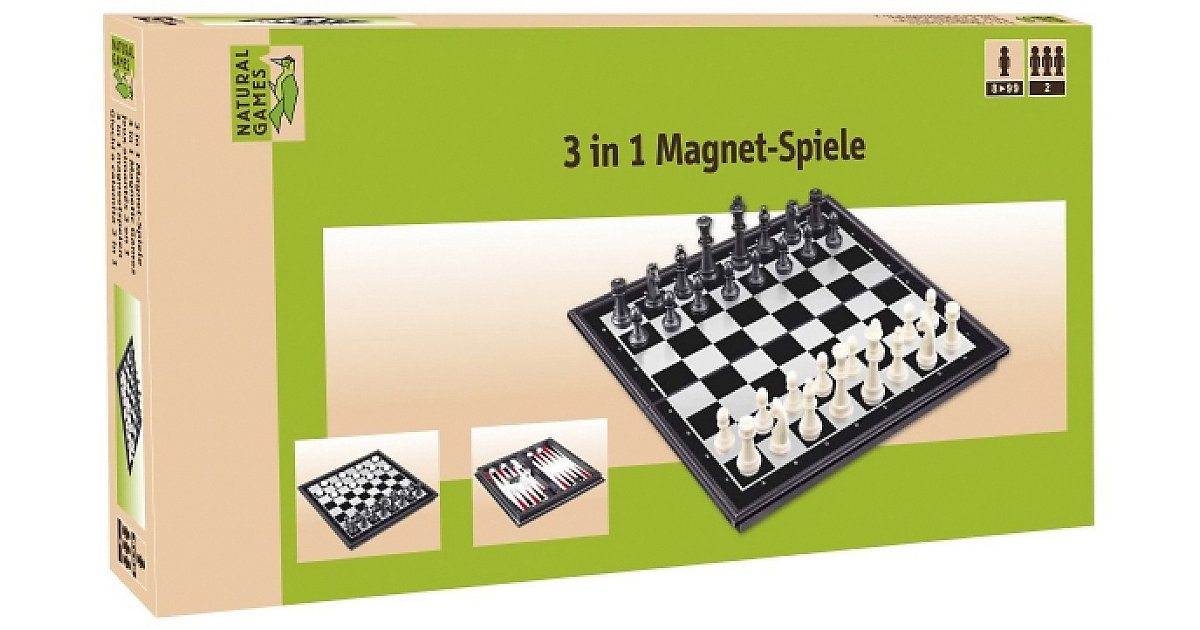 Image of 3-in-1 Magnetspiele Dame, Schach und Backgammon