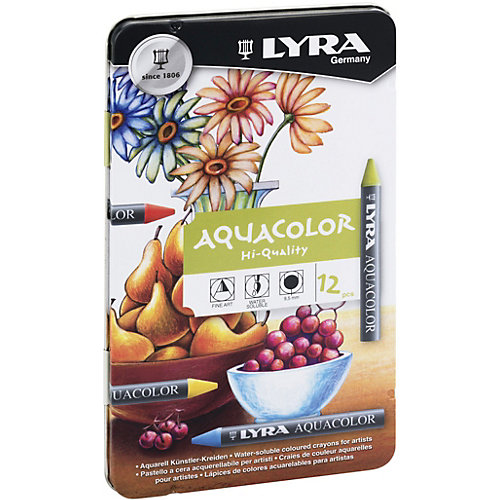 Акварельные цветные мелки AQUACOLOR, водорастворимые, 12 цветов от LYRA