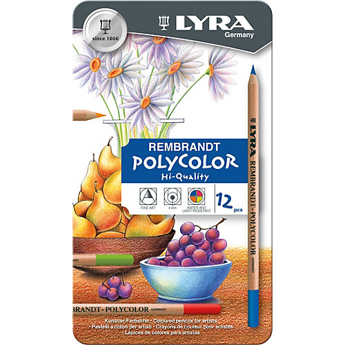 Профессиональные художественные карандаши POLYCOLOR, 12 цветов от LYRA