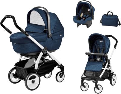 Kombi Kinderwagen Book 51 XL Modular, Geo Navy, Gestell wei blau
