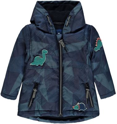 Baby Winterjacke mit Kapuze , Dino dunkelblau Gr. 86 Jungen Kleinkinder