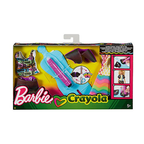 Игровой набор Barbie Crayola "Раскрась наряды" Радужный дизайн, с голубым манекеном от Mattel